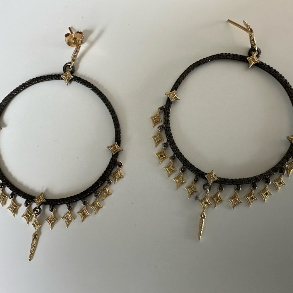 Armenta Gold and Black Hoop Earrings Crivelli
